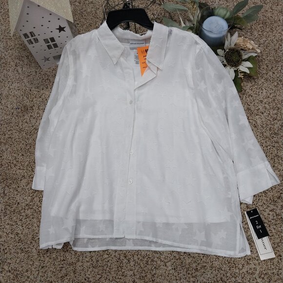 Alfred Dunner Tops - 3399 Size 18P Alfred Dunner Shell & Button Down Top White Stars NWT